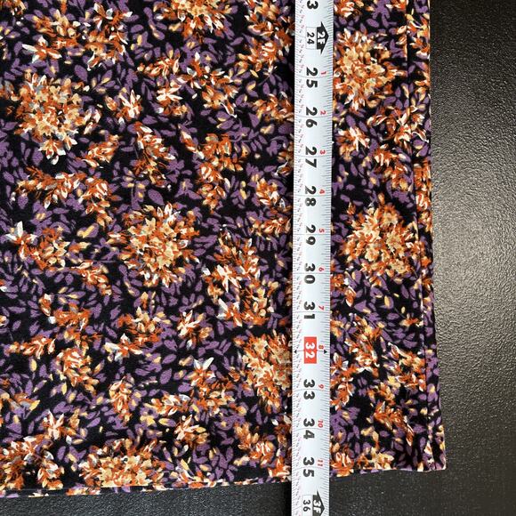 CJ Banks Skirt Womens 2X Dark Floral Purple Orange Fall Colors A-Line Midi Boho - Picture 10 of 10